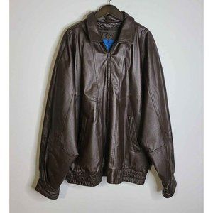 Vintage Towncraft Mens Leather Zip Brown Jacket Heavyweight Size 2XL